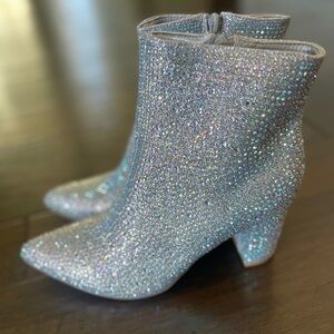 Sparkling Silver Ankle Boots